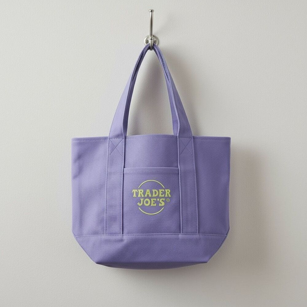 Trader Joe’s Limited Edition Mini Canvas Purple Tote Bag, New
